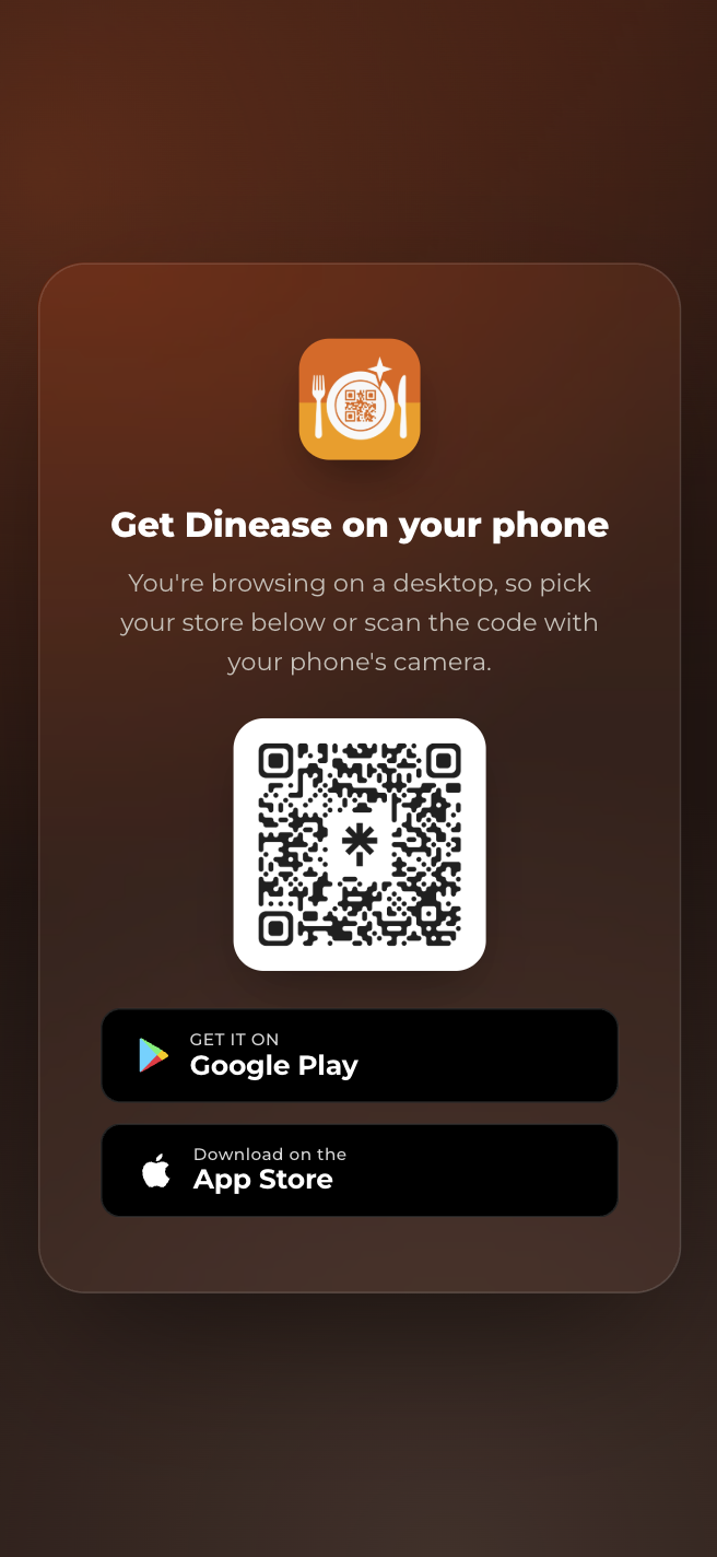 Dinease app download screen