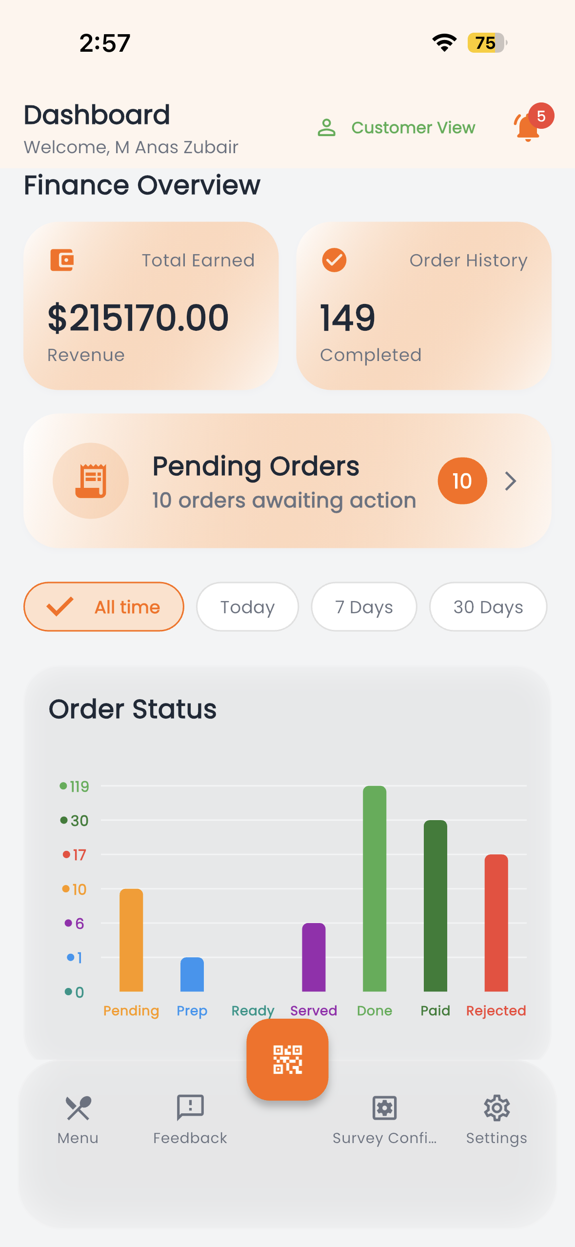 Dinease live order dashboard